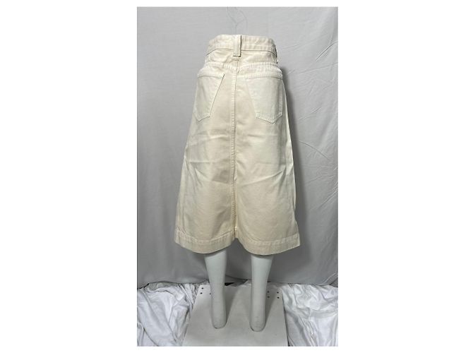 Falda midi de mezclilla Charlene Khaite en algodón crema Blanco Crudo - vista 13
