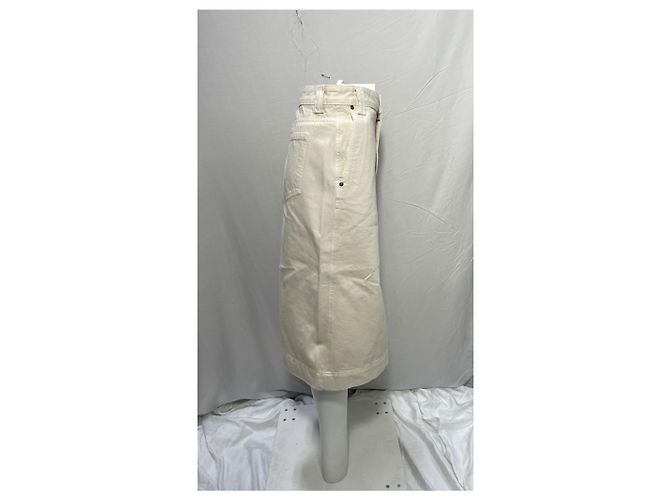 Falda midi de mezclilla Charlene Khaite en algodón crema Blanco Crudo - vista 14