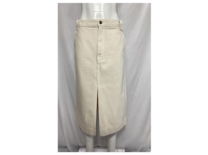 Falda midi de mezclilla Charlene Khaite en algodón crema Blanco Crudo - vista 17