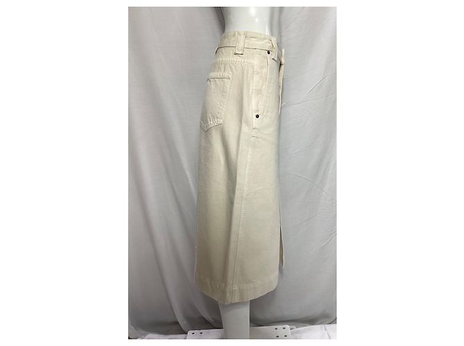 Falda midi de mezclilla Charlene Khaite en algodón crema Blanco Crudo - vista 19