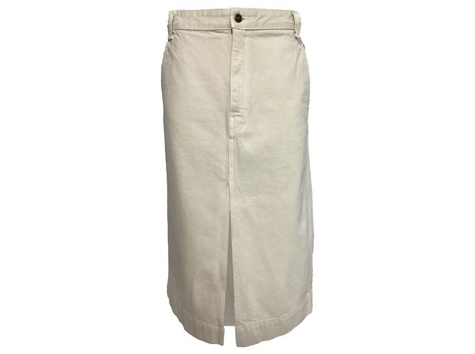 Falda midi de mezclilla Charlene Khaite en algodón crema Blanco Crudo - vista 6