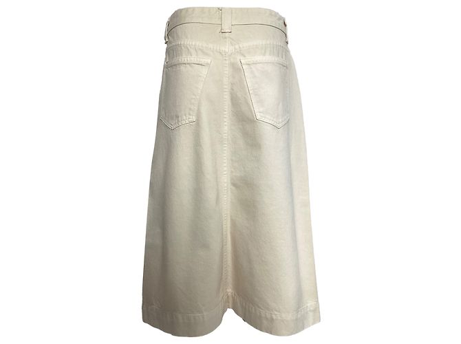 Falda midi de mezclilla Charlene Khaite en algodón crema Blanco Crudo - vista 7