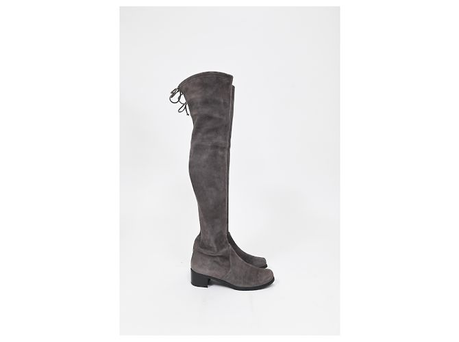 Botas sobre la rodilla Stuart Weitzman en ante gris - vista 10