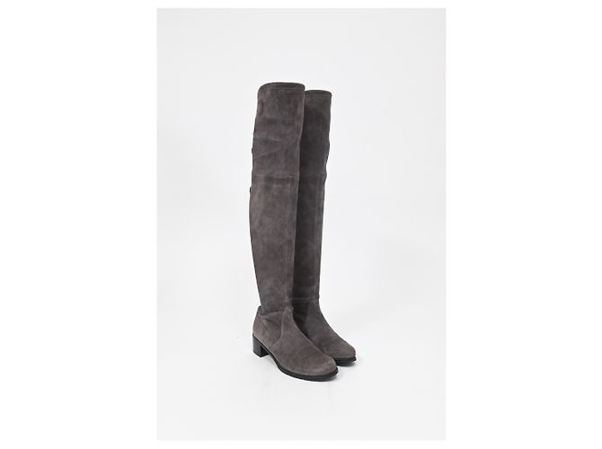 Botas sobre la rodilla Stuart Weitzman en ante gris - vista 13