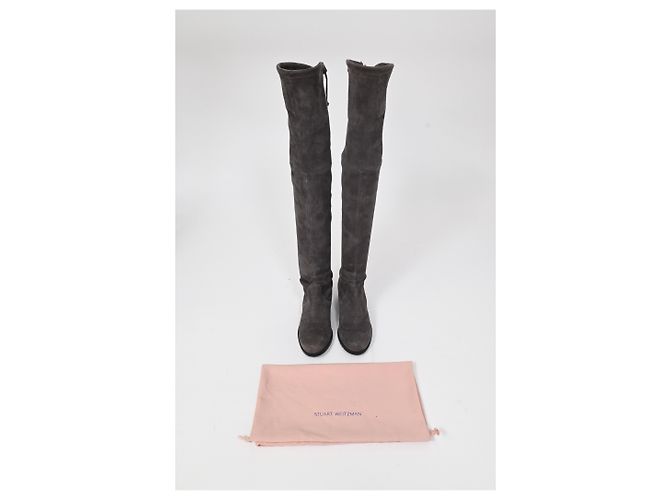 Botas sobre la rodilla Stuart Weitzman en ante gris - vista 18