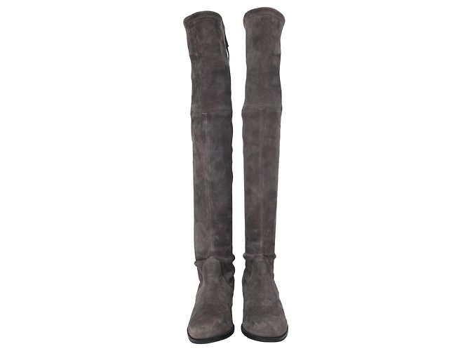 Botas sobre la rodilla Stuart Weitzman en ante gris - vista 2