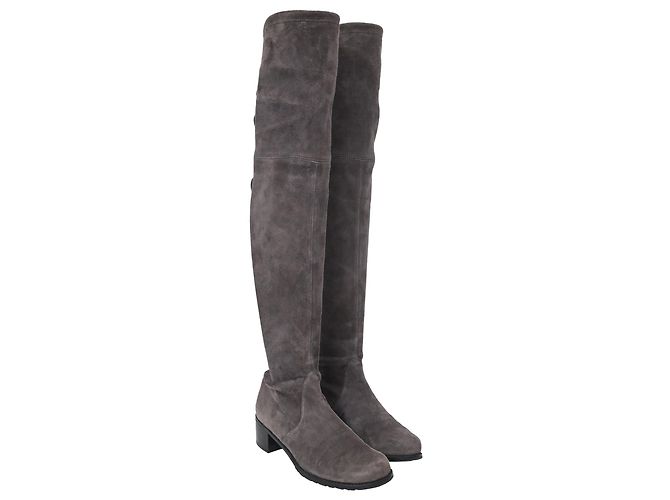 Botas sobre la rodilla Stuart Weitzman en ante gris - vista 4