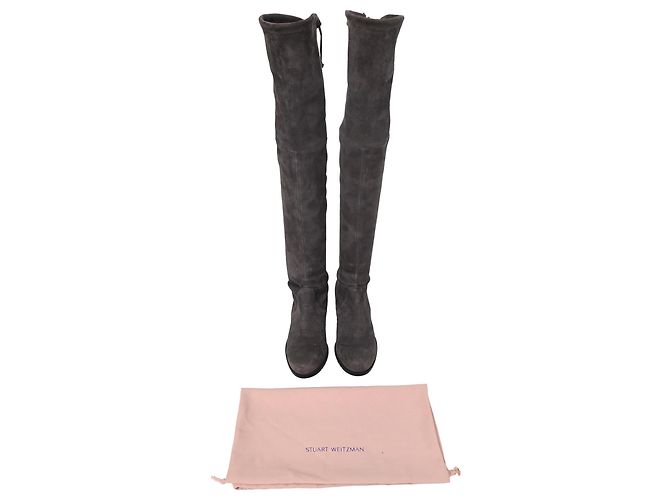 Botas sobre la rodilla Stuart Weitzman en ante gris - vista 9
