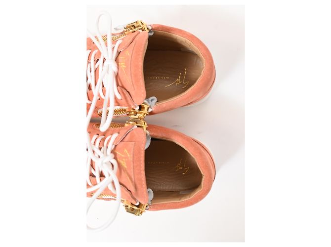 Sneakers alte con lacci Giuseppe Zanotti in suede corallo Arancione - vista 19