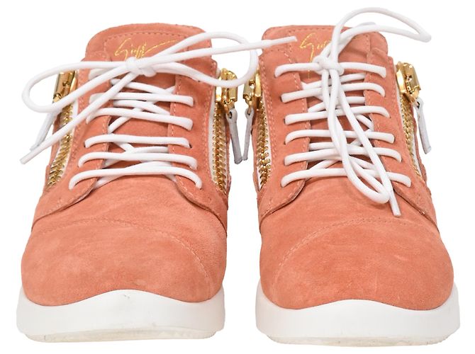 Sneakers alte con lacci Giuseppe Zanotti in suede corallo Arancione - vista 5