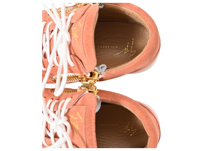 Sneakers alte con lacci Giuseppe Zanotti in suede corallo Arancione - vista 9