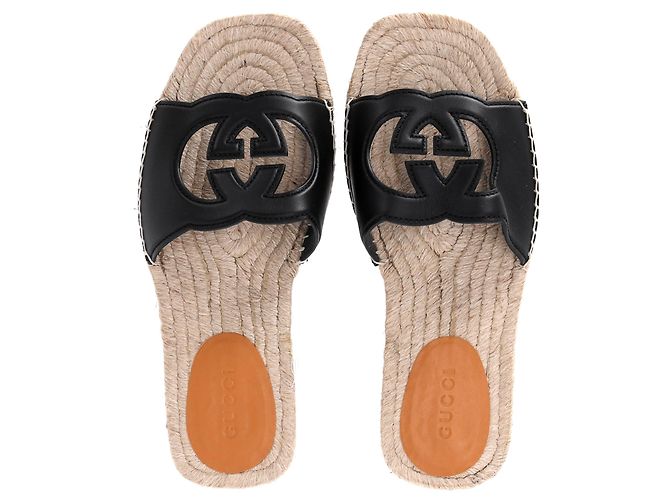 Espadrillas Gucci Interlocking G in pelle nera - vista 14