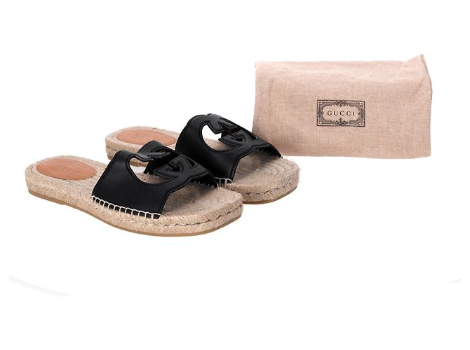 Espadrillas Gucci Interlocking G in pelle nera - vista 18