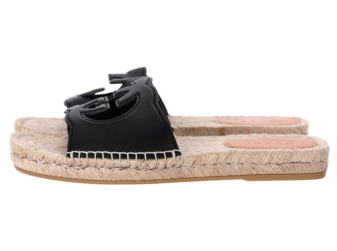 Espadrillas Gucci Interlocking G in pelle nera - vista 2