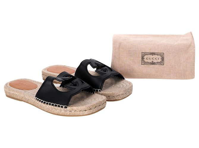 Espadrillas Gucci Interlocking G in pelle nera - vista 9
