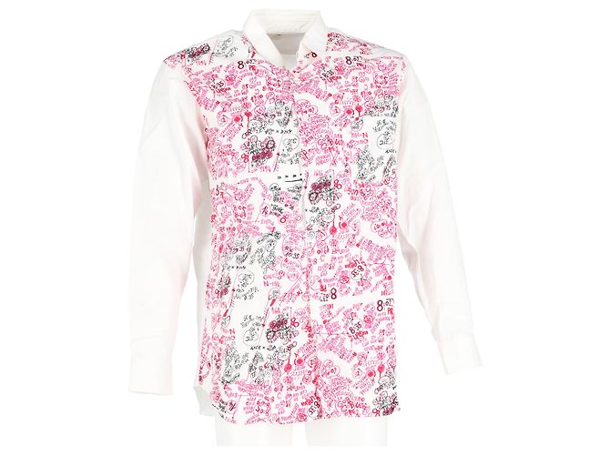 Comme Des Garcons Camicia a maniche lunghe stampata Comme Des Garçons in cotone bianco - vista 4