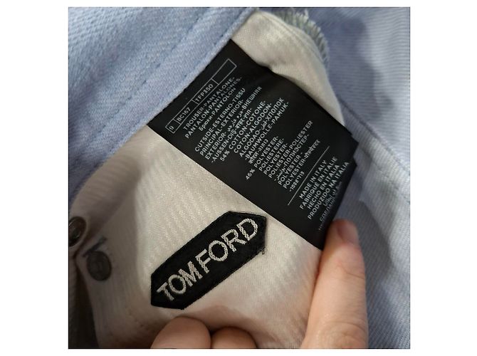 Jeans dritti a vita media in denim blu di Tom Ford Blu chiaro - vista 3