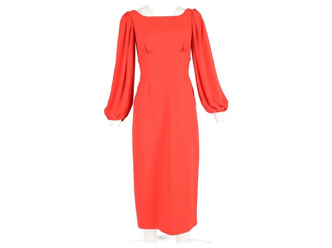 Autre Marque Midi-Bischofärmeliges Kleid von Emilia Wickstead aus rotem Polyester - Ansicht 4