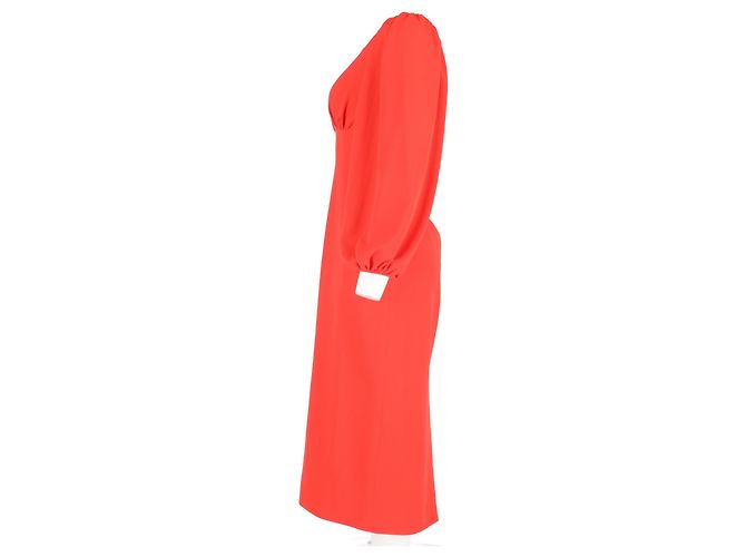 Autre Marque Midi-Bischofärmeliges Kleid von Emilia Wickstead aus rotem Polyester - Ansicht 5