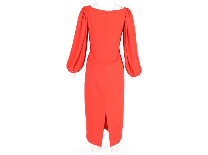 Autre Marque Midi-Bischofärmeliges Kleid von Emilia Wickstead aus rotem Polyester - Ansicht 6