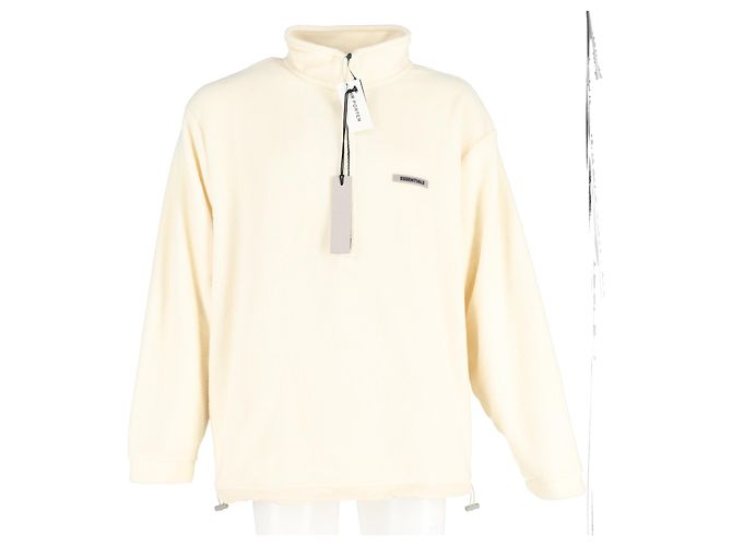 Fear of God Essentials Fleece-Jacke mit halbem Reißverschluss aus cremefarbenem Polyester - Ansicht 4
