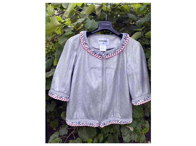 Chanel Chain Link Trim Silver Grey Jacket - view 2