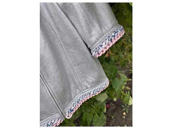Chanel Chain Link Trim Silver Grey Jacket - view 3