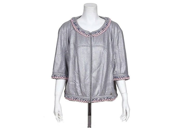 Chanel Chain Link Trim Silver Grey Jacket - view 5