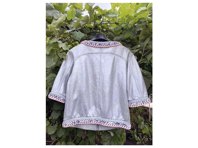 Chanel Chain Link Trim Silver Grey Jacket - view 6