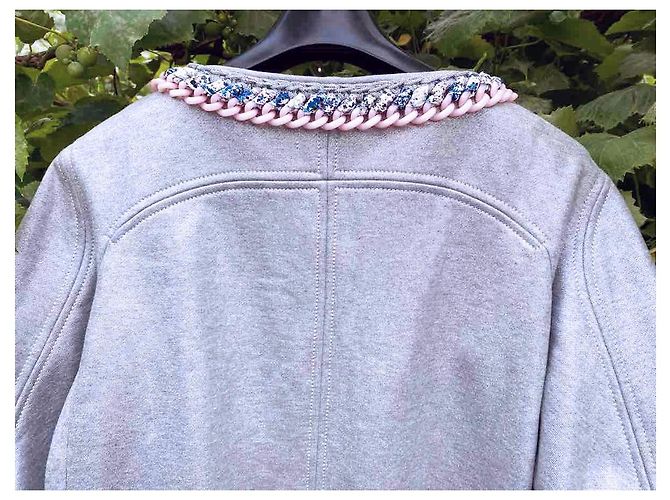 Chanel Chain Link Trim Silver Grey Jacket - view 7