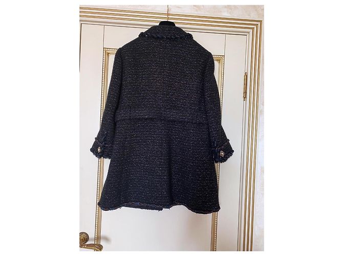 Chanel Tweed-Jacke mit Gripoix-Buttons Paris / Monaco Marineblau - Ansicht 6
