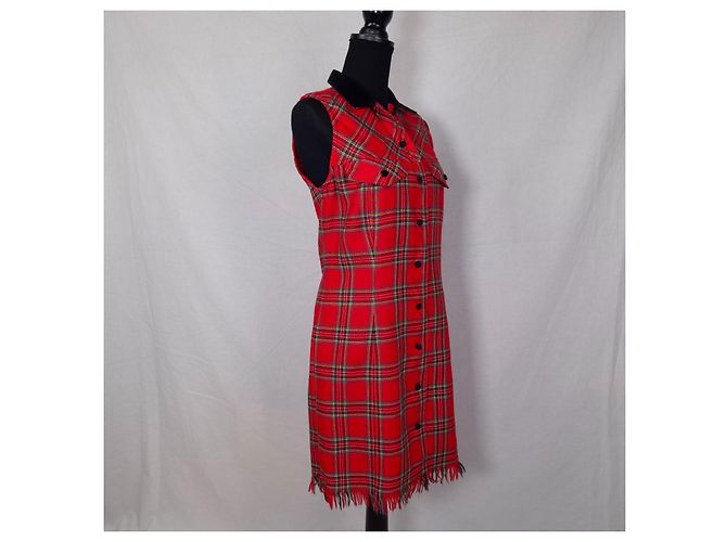 Vintage 90er Blumarine Damen-Karokleid Rot - Ansicht 4