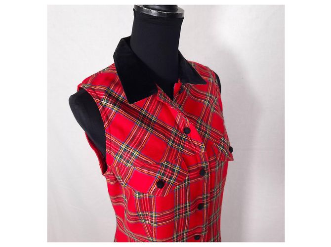 Vintage 90er Blumarine Damen-Karokleid Rot - Ansicht 5