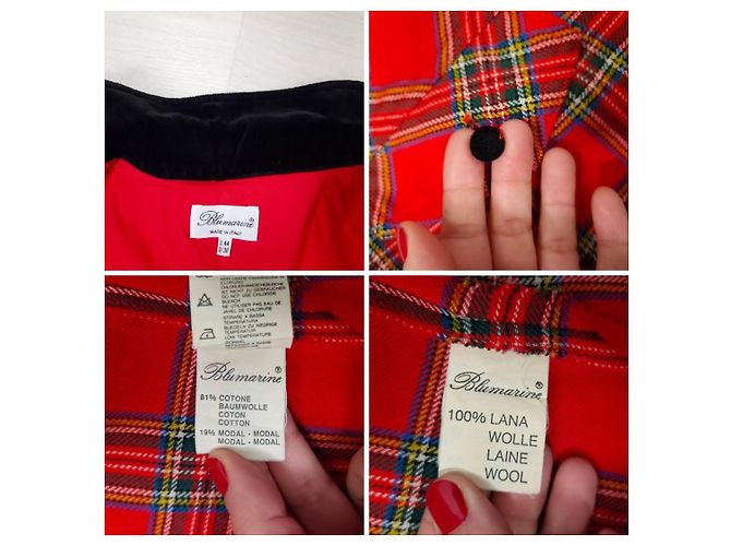 Vintage 90er Blumarine Damen-Karokleid Rot - Ansicht 8