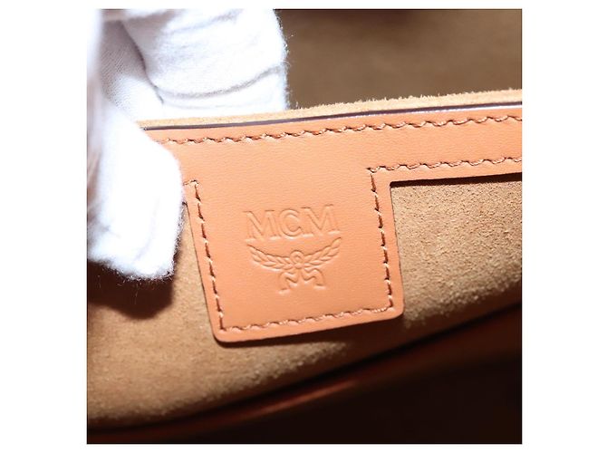 Borsa MCM in pelle 2 vie marrone argento autentica mr659 - vista 17