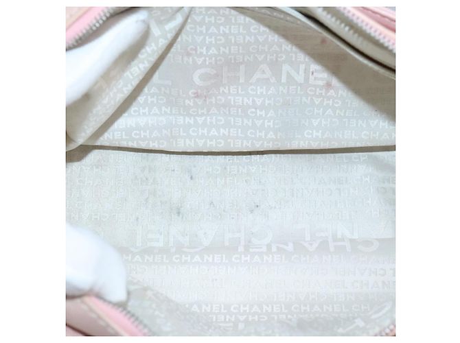 CHANEL Bolsa de mão em lona de couro rosa prata CC Auth bs19432 - vista 10
