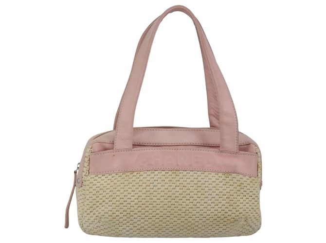 CHANEL Bolsa de mão em lona de couro rosa prata CC Auth bs19432 - vista 13