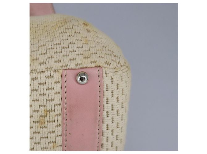 CHANEL Bolsa de mão em lona de couro rosa prata CC Auth bs19432 - vista 14