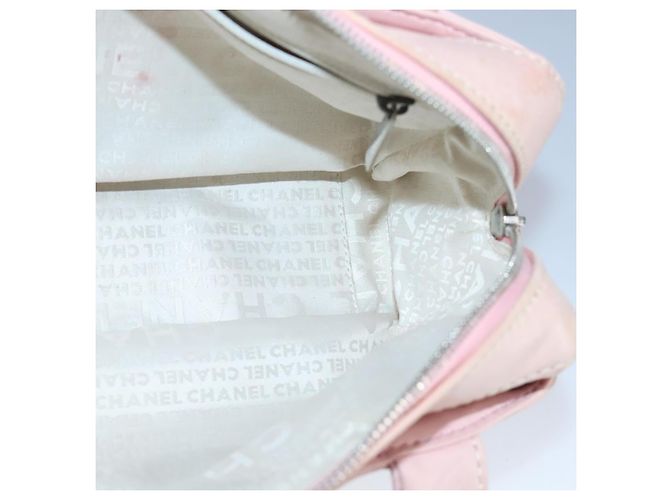 CHANEL Bolsa de mão em lona de couro rosa prata CC Auth bs19432 - vista 18