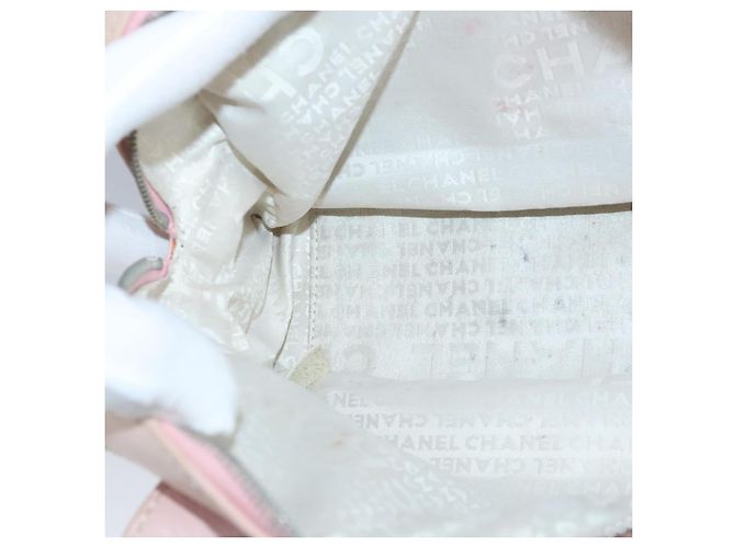 CHANEL Bolsa de mão em lona de couro rosa prata CC Auth bs19432 - vista 19