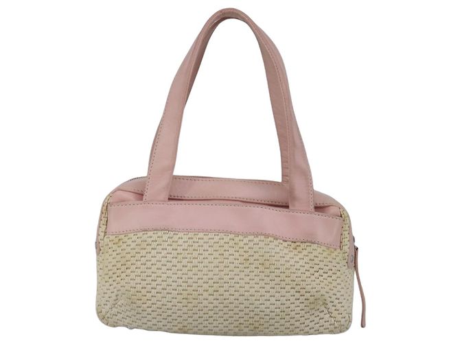 CHANEL Bolsa de mão em lona de couro rosa prata CC Auth bs19432 - vista 2