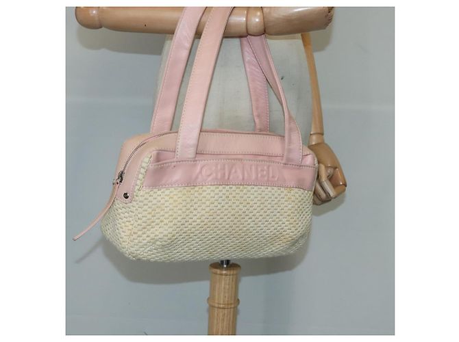 CHANEL Bolsa de mão em lona de couro rosa prata CC Auth bs19432 - vista 23