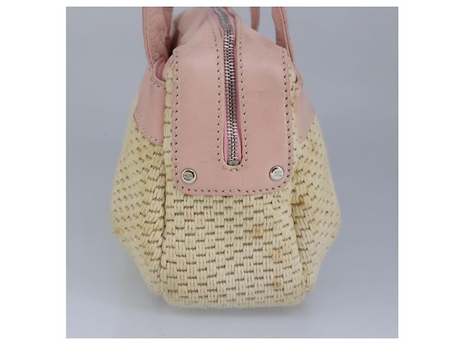 CHANEL Bolsa de mão em lona de couro rosa prata CC Auth bs19432 - vista 4