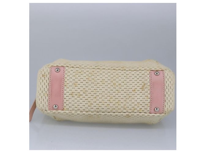 CHANEL Bolsa de mão em lona de couro rosa prata CC Auth bs19432 - vista 5