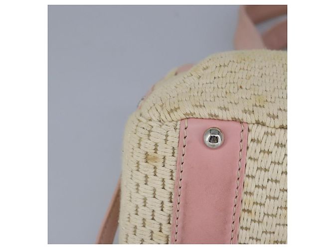 CHANEL Bolsa de mão em lona de couro rosa prata CC Auth bs19432 - vista 9