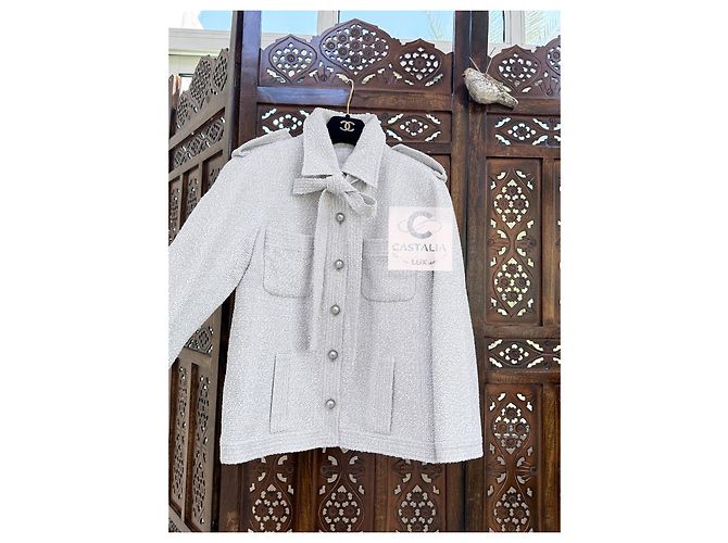 Chanel Neue CC-Buttons Tweedjacke mit Schleife Mehrfarben - Ansicht 11