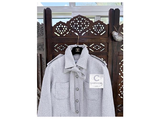 Chanel Neue CC-Buttons Tweedjacke mit Schleife Mehrfarben - Ansicht 3