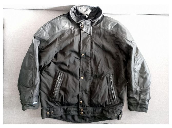Belstaff Aquatex Lederbesatz Nylon Motorrad Biker Jacke, Größe L Schwarz - Ansicht 2