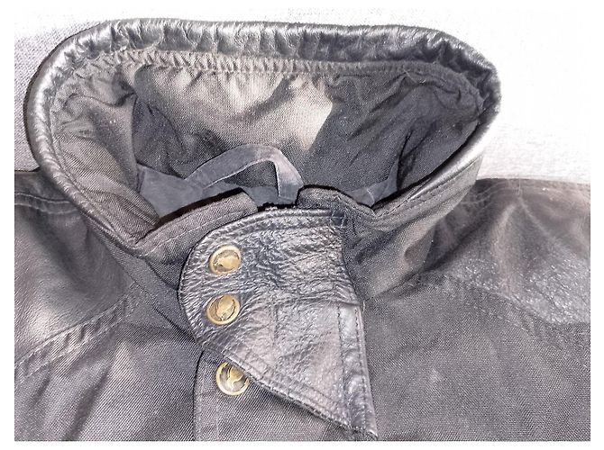 Belstaff Aquatex Lederbesatz Nylon Motorrad Biker Jacke, Größe L Schwarz - Ansicht 3