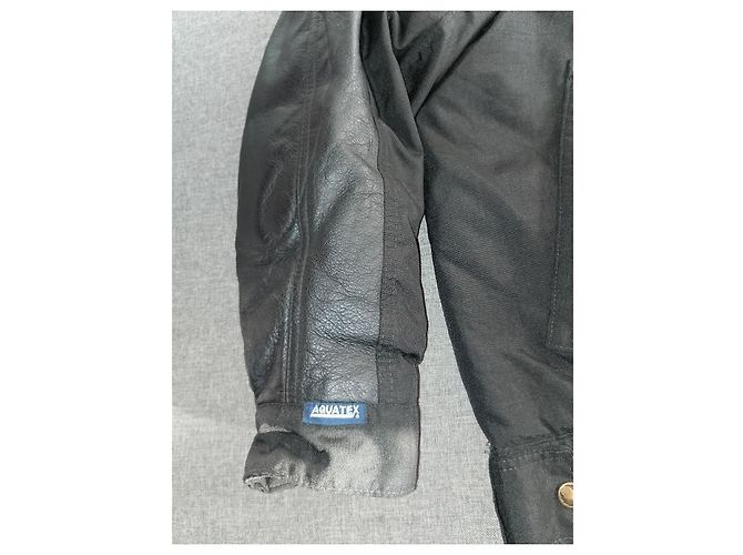 Belstaff Aquatex Lederbesatz Nylon Motorrad Biker Jacke, Größe L Schwarz - Ansicht 5